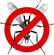 Símbolo de control de mosquitos con señal de prohibición